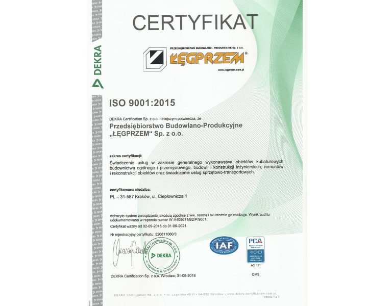 certyfikat iso 9001:2015