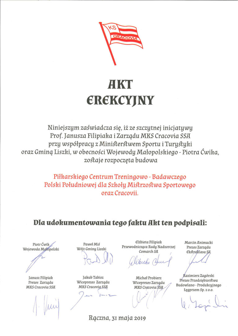 Łęgprzem generalnym wykonawcą centrum treningowego Cracovii w Rącznej